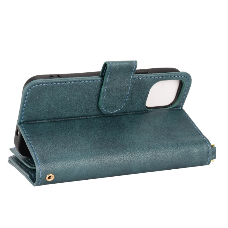 For iPhone 12 mini Litchi Texture Zipper Leather Phone Case (Green) - iPhone 12 mini Cases by buy2fix | Online Shopping UK | buy2fix