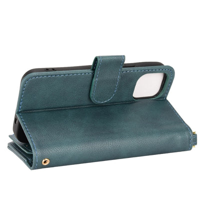 For iPhone 12 mini Litchi Texture Zipper Leather Phone Case (Green) - iPhone 12 mini Cases by buy2fix | Online Shopping UK | buy2fix