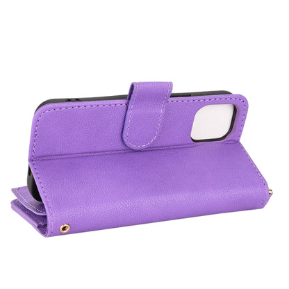 For iPhone 12 mini Litchi Texture Zipper Leather Phone Case (Purple) - iPhone 12 mini Cases by buy2fix | Online Shopping UK | buy2fix