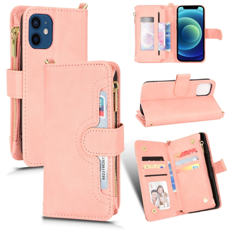 For iPhone 12 mini Litchi Texture Zipper Leather Phone Case (Pink) - iPhone 12 mini Cases by buy2fix | Online Shopping UK | buy2fix