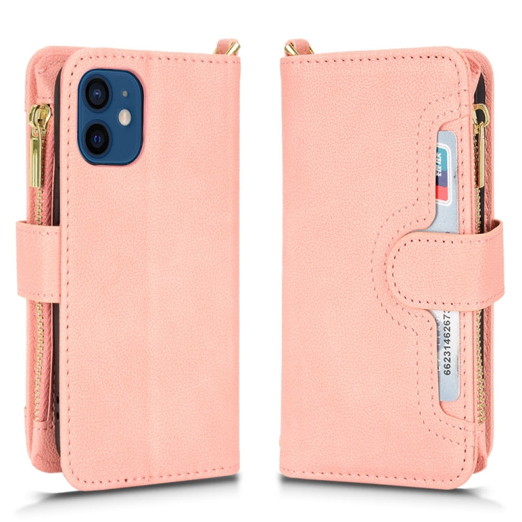For iPhone 12 mini Litchi Texture Zipper Leather Phone Case (Pink) - iPhone 12 mini Cases by buy2fix | Online Shopping UK | buy2fix