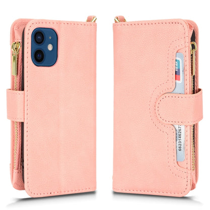 For iPhone 12 mini Litchi Texture Zipper Leather Phone Case (Pink) - iPhone 12 mini Cases by buy2fix | Online Shopping UK | buy2fix