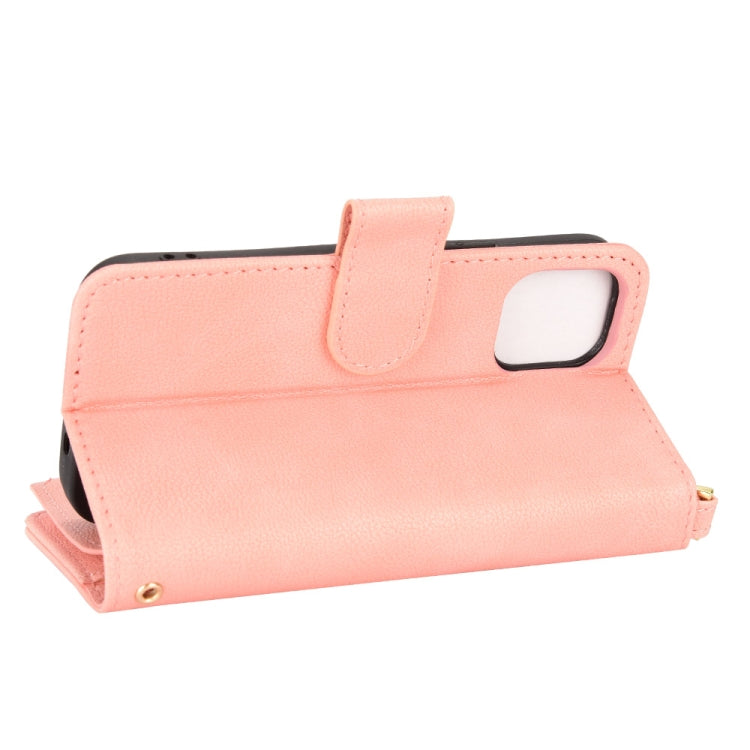 For iPhone 12 mini Litchi Texture Zipper Leather Phone Case (Pink) - iPhone 12 mini Cases by buy2fix | Online Shopping UK | buy2fix