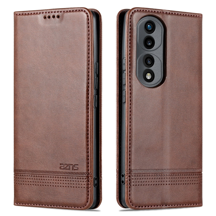 For Honor 70 Pro AZNS Magnetic Calf Texture Flip Leather Phone Case(Dark Brown) - Honor Cases by AZNS | Online Shopping UK | buy2fix