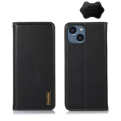 For iPhone 14 Plus KHAZNEH Nappa Top Layer Cowhide Leather Phone Case (Black) - iPhone 14 Plus Cases by buy2fix | Online Shopping UK | buy2fix