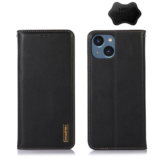 For iPhone 14 Plus KHAZNEH Nappa Top Layer Cowhide Leather Phone Case (Black) - iPhone 14 Plus Cases by buy2fix | Online Shopping UK | buy2fix