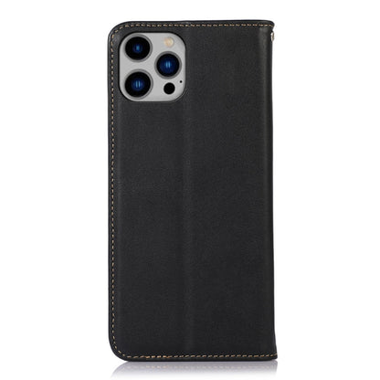 For iPhone 14 Plus KHAZNEH Nappa Top Layer Cowhide Leather Phone Case (Black) - iPhone 14 Plus Cases by buy2fix | Online Shopping UK | buy2fix