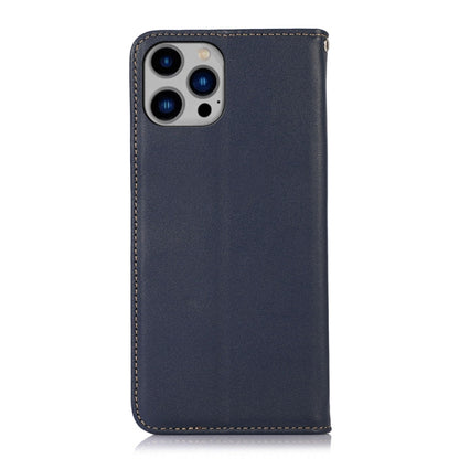 For iPhone 14 Plus KHAZNEH Nappa Top Layer Cowhide Leather Phone Case (Blue) - iPhone 14 Plus Cases by buy2fix | Online Shopping UK | buy2fix