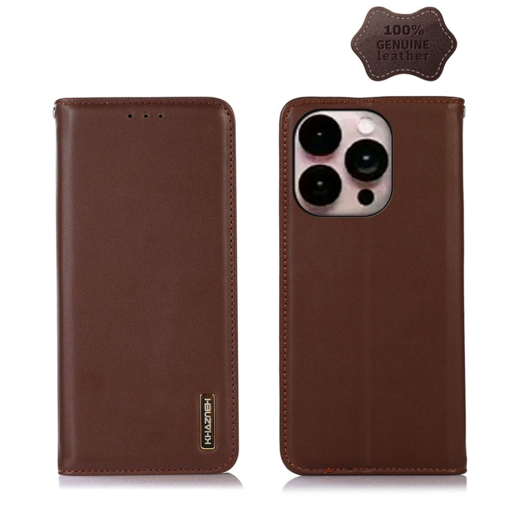 For iPhone 14 Pro Max KHAZNEH Nappa Top Layer Cowhide Leather Phone Case (Brown) - iPhone 14 Pro Max Cases by buy2fix | Online Shopping UK | buy2fix