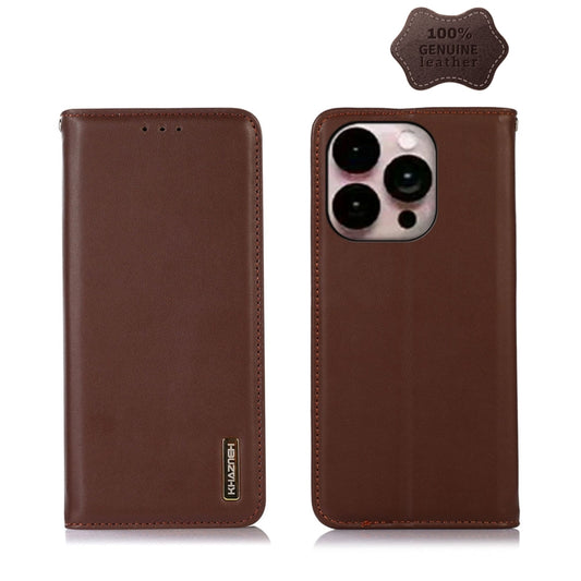 For iPhone 14 Pro Max KHAZNEH Nappa Top Layer Cowhide Leather Phone Case (Brown) - iPhone 14 Pro Max Cases by buy2fix | Online Shopping UK | buy2fix
