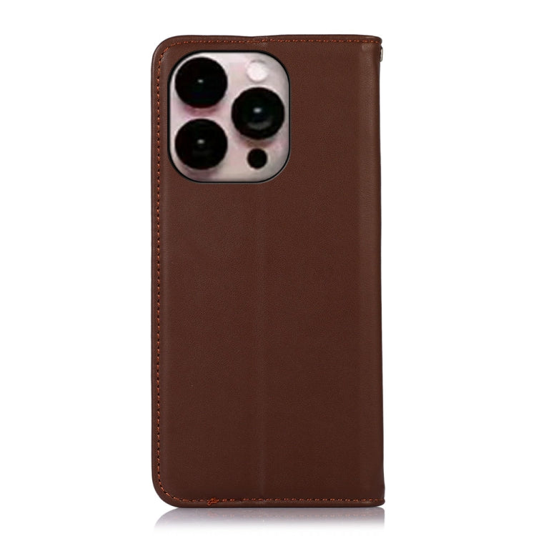 For iPhone 14 Pro Max KHAZNEH Nappa Top Layer Cowhide Leather Phone Case (Brown) - iPhone 14 Pro Max Cases by buy2fix | Online Shopping UK | buy2fix