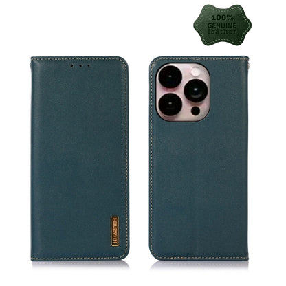 For iPhone 14 Pro Max KHAZNEH Nappa Top Layer Cowhide Leather Phone Case (Green) - iPhone 14 Pro Max Cases by buy2fix | Online Shopping UK | buy2fix