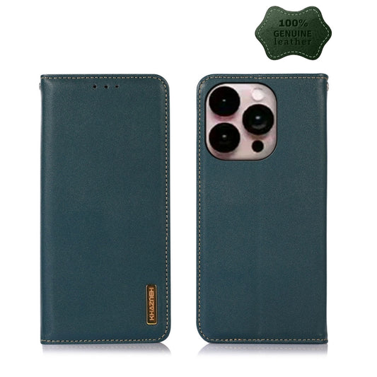 For iPhone 14 Pro Max KHAZNEH Nappa Top Layer Cowhide Leather Phone Case (Green) - iPhone 14 Pro Max Cases by buy2fix | Online Shopping UK | buy2fix