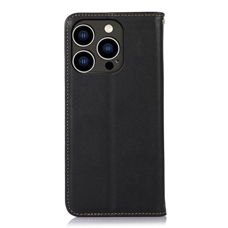 For iPhone 14 Pro KHAZNEH Nappa Top Layer Cowhide Leather Phone Case(Black) - iPhone 14 Pro Cases by buy2fix | Online Shopping UK | buy2fix