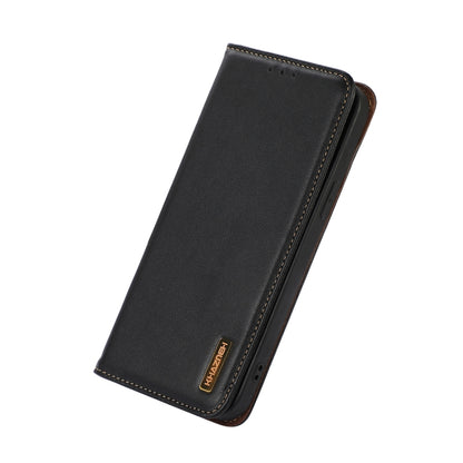 For iPhone 14 Pro KHAZNEH Nappa Top Layer Cowhide Leather Phone Case(Black) - iPhone 14 Pro Cases by buy2fix | Online Shopping UK | buy2fix