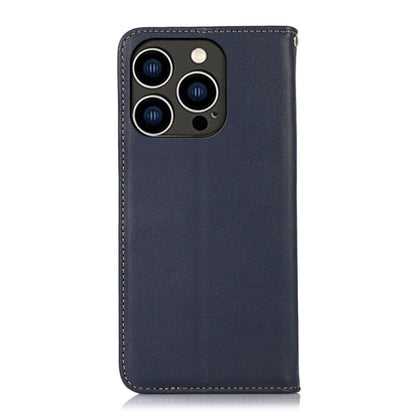 For iPhone 14 Pro KHAZNEH Nappa Top Layer Cowhide Leather Phone Case(Blue) - iPhone 14 Pro Cases by buy2fix | Online Shopping UK | buy2fix