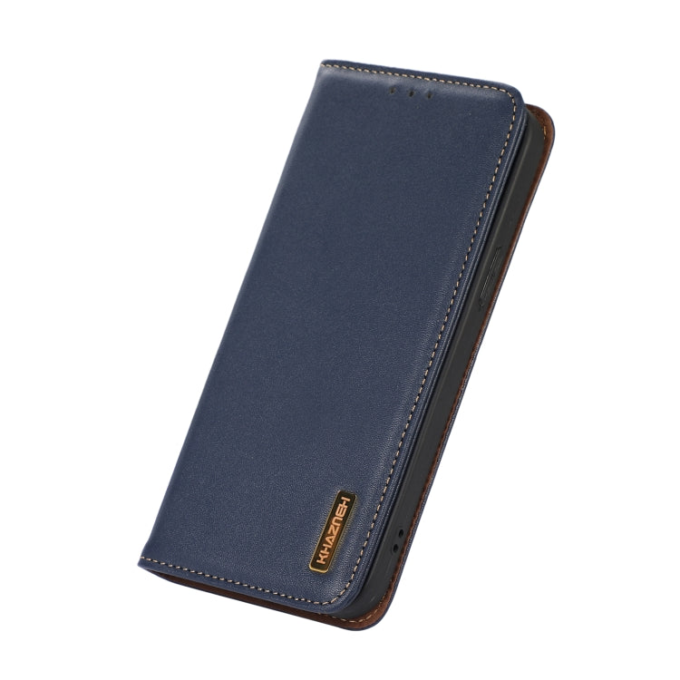 For iPhone 14 Pro KHAZNEH Nappa Top Layer Cowhide Leather Phone Case(Blue) - iPhone 14 Pro Cases by buy2fix | Online Shopping UK | buy2fix