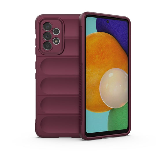 For Samsung Galaxy A52 5G Magic Shield TPU + Flannel Phone Case(Wine Red)