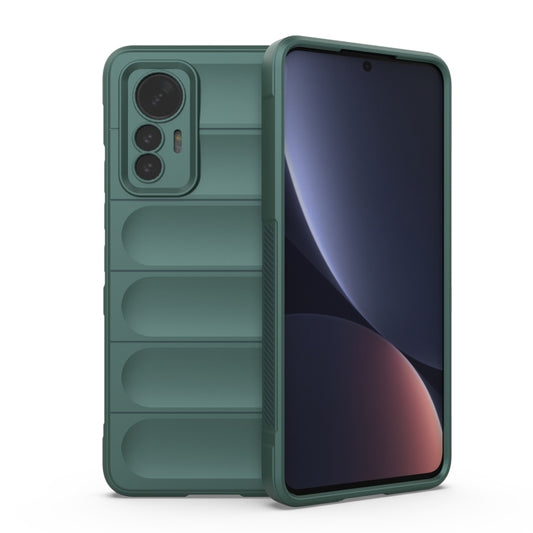 For Xiaomi 12 Lite Magic Shield TPU + Flannel Phone Case(Dark Green) - Xiaomi Cases by buy2fix | Online Shopping UK | buy2fix