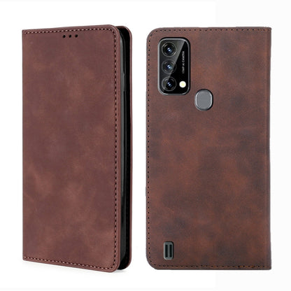 For Blackview A50 Skin Feel Magnetic Horizontal Flip Leather Phone Case(Dark Brown) - More Brand by buy2fix | Online Shopping UK | buy2fix