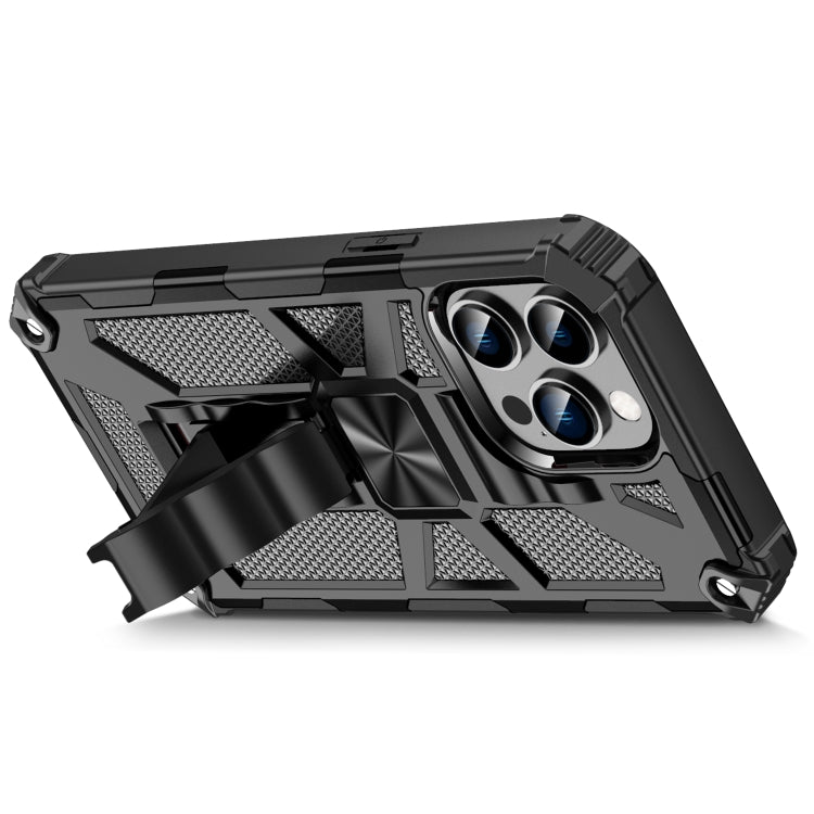 For iPhone 14 Pro Armor Shockproof TPU + PC Magnetic Protective Phone Case with Holder(Silver) by buy2fix