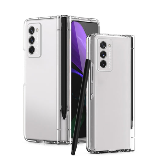 For Samsung Galaxy Z Fold2 5G Macaron Hinge Phone Case with Stylus Pen Fold Edition & Protective Film(Transparent) - Galaxy Phone Cases by buy2fix | Online Shopping UK | buy2fix