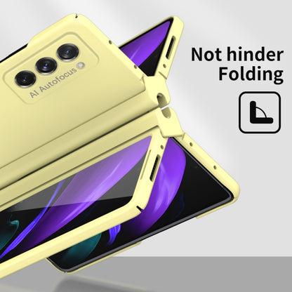 For Samsung Galaxy Z Fold2 5G Macaron Hinge Phone Case with Stylus Pen Fold Edition & Protective Film(Yellow) - Galaxy Phone Cases by buy2fix | Online Shopping UK | buy2fix