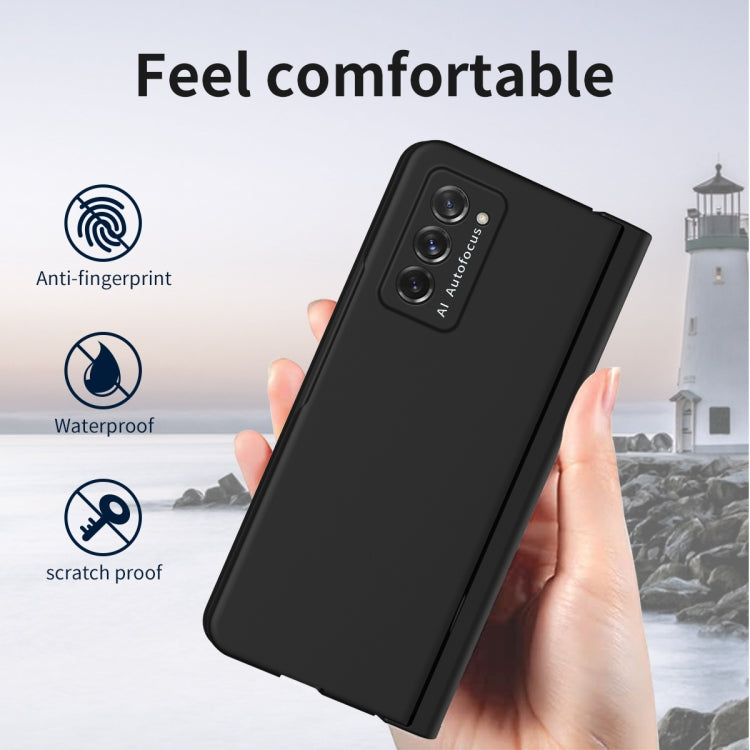 For Samsung Galaxy Z Fold2 5G Macaron Hinge Phone Case with Stylus Pen Fold Edition & Protective Film(Black) - Galaxy Phone Cases by buy2fix | Online Shopping UK | buy2fix