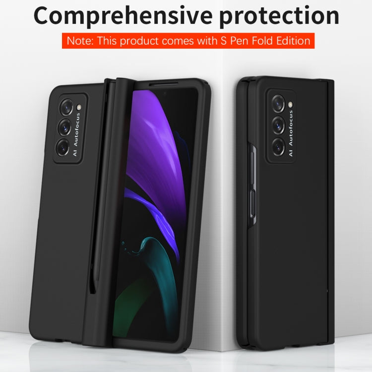 For Samsung Galaxy Z Fold2 5G Macaron Hinge Phone Case with Stylus Pen Fold Edition & Protective Film(Black) - Galaxy Phone Cases by buy2fix | Online Shopping UK | buy2fix