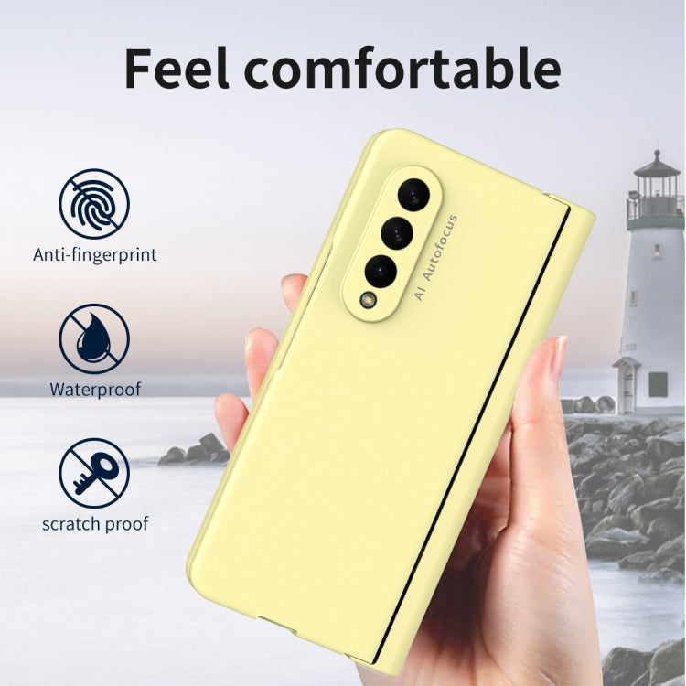 For Samsung Galaxy Z Fold3 5G Macaron Hinge Phone Case with Stylus Pen Fold Edition & Protective Film(Yellow) - Galaxy Phone Cases by buy2fix | Online Shopping UK | buy2fix