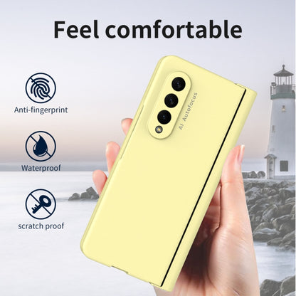 For Samsung Galaxy Z Fold3 5G Macaron Hinge Phone Case with Stylus Pen Fold Edition & Protective Film(Yellow) - Galaxy Phone Cases by buy2fix | Online Shopping UK | buy2fix