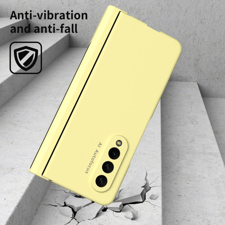 For Samsung Galaxy Z Fold3 5G Macaron Hinge Phone Case with Stylus Pen Fold Edition & Protective Film(Yellow) - Galaxy Phone Cases by buy2fix | Online Shopping UK | buy2fix
