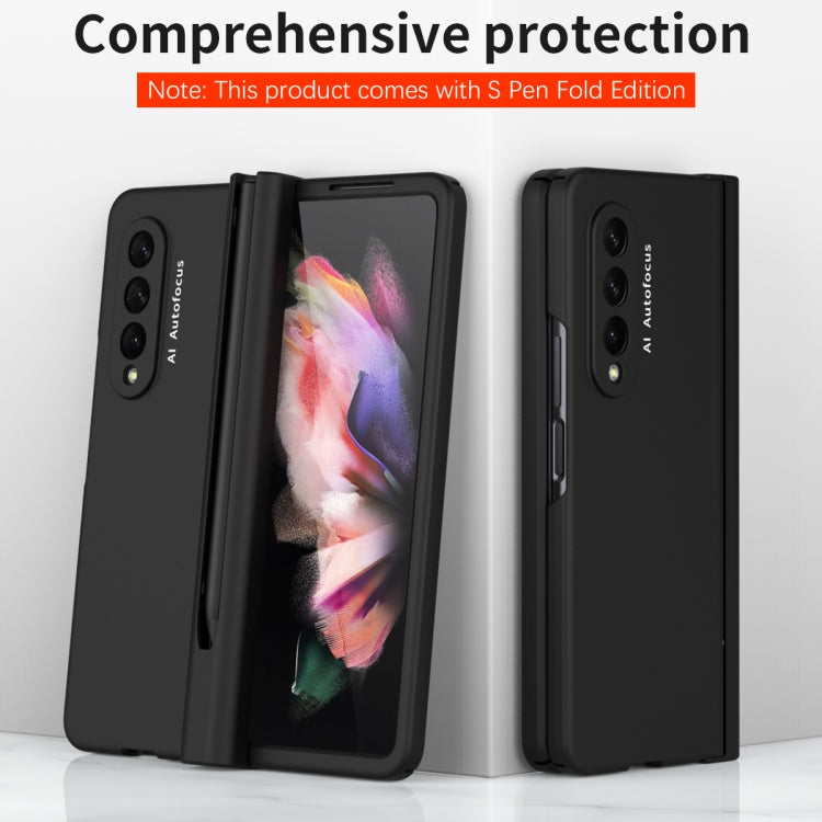 For Samsung Galaxy Z Fold3 5G Macaron Hinge Phone Case with Stylus Pen Fold Edition & Protective Film(Black) - Galaxy Phone Cases by buy2fix | Online Shopping UK | buy2fix