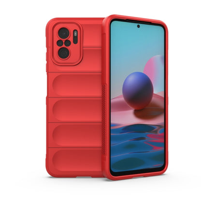 For Xiaomi Redmi Note 10 4G Magic Shield TPU + Flannel Phone Case(Red) by buy2fix