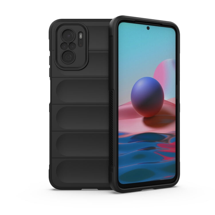 For Xiaomi Redmi Note 10 4G Magic Shield TPU + Flannel Phone Case (Black) by buy2fix
