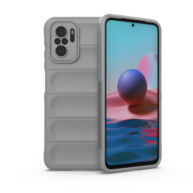 For Xiaomi Redmi Note 10 4G Magic Shield TPU + Flannel Phone Case(Grey) by buy2fix
