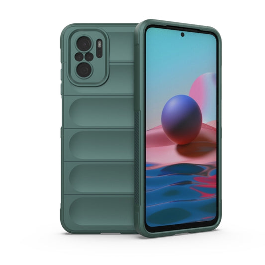 For Xiaomi Redmi Note 10 4G Magic Shield TPU + Flannel Phone Case(Green) - Xiaomi Cases by buy2fix | Online Shopping UK | buy2fix