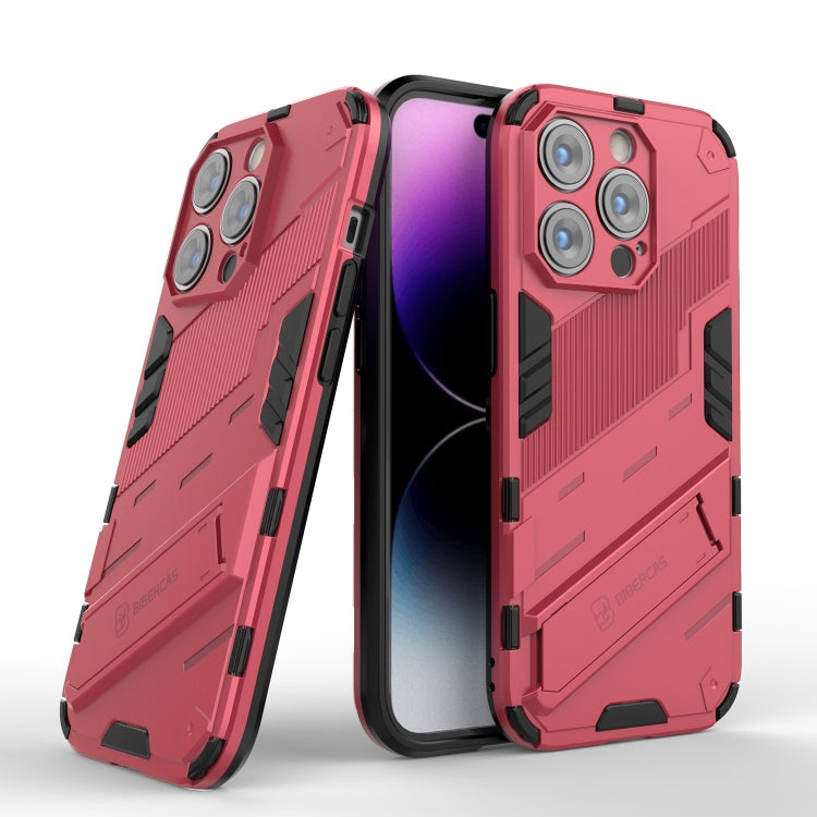 For iPhone 14 Pro Max Punk Armor 2 in 1 PC + TPU Phone Case (Light Red) by buy2fix