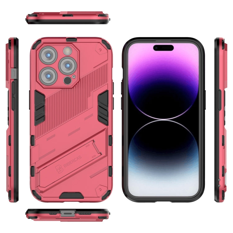 For iPhone 14 Pro Max Punk Armor 2 in 1 PC + TPU Phone Case (Light Red) by buy2fix