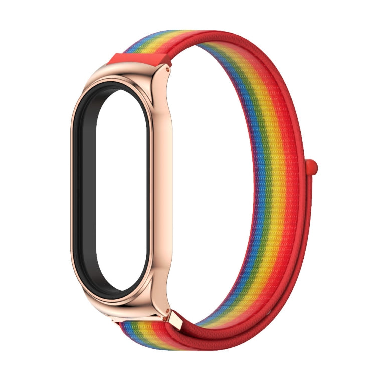 For Xiaomi Mi Band 7 / 7 NFC MIJOBS CS Stainless Steel Case Nylon Watch Band(Rainbow Rose Gold) - Watch Bands by MIJOBS | Online Shopping UK | buy2fix
