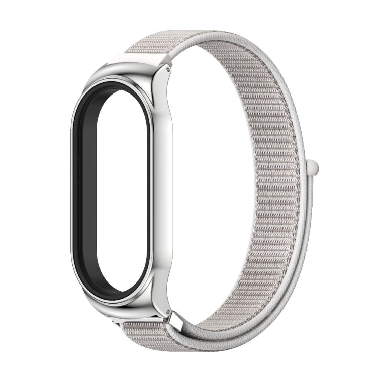 For Xiaomi Mi Band 7 / 7 NFC MIJOBS CS Stainless Steel Case Nylon Watch Band(Sea Shell Silver) - Watch Bands by MIJOBS | Online Shopping UK | buy2fix