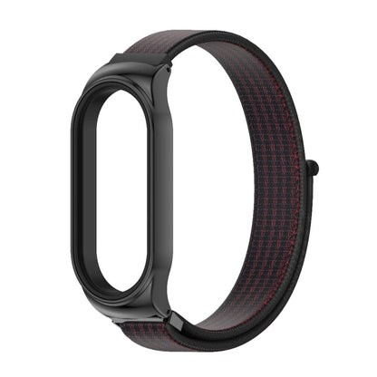 For Xiaomi Mi Band 7 / 7 NFC MIJOBS CS Stainless Steel Case Nylon Watch Band(Black Red) - Watch Bands by MIJOBS | Online Shopping UK | buy2fix