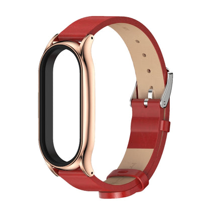 For Xiaomi Mi Band 7 / 7 NFC MIJOBS Plus Metal Case Microfiber Leather Watch Band(Red Rose Gold) - Watch Bands by MIJOBS | Online Shopping UK | buy2fix