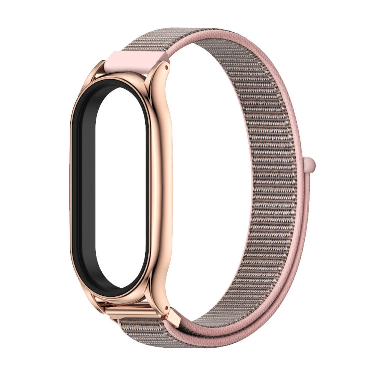 For Xiaomi Mi Band 7 / 7 NFC MIJOBS Plus Stainless Steel Case Nylon Watch Band(Pink Sand Rose Gold) - Watch Bands by MIJOBS | Online Shopping UK | buy2fix