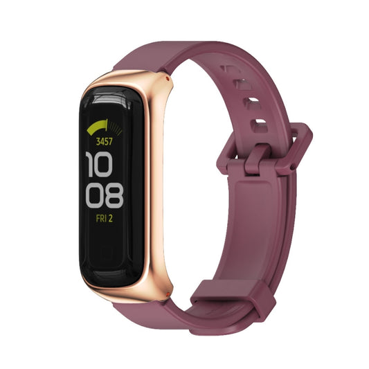 For Samsung Galaxy Fit 2 MIJOBS Metal Case Silicone Watch Band(Wine Red Rose Gold) - Watch Bands by MIJOBS | Online Shopping UK | buy2fix