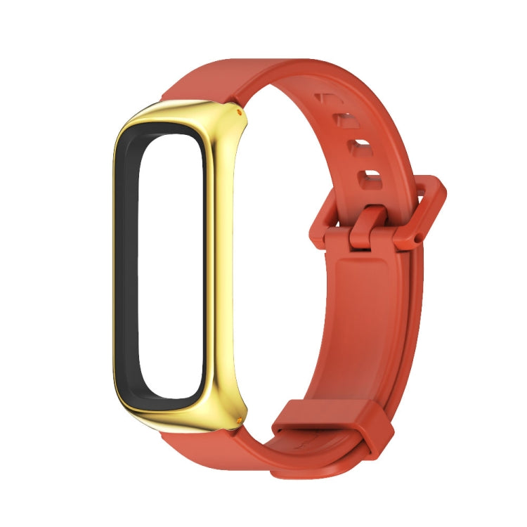 For Samsung Galaxy Fit 2 MIJOBS Metal Case Silicone Watch Band(Orange Gold) - Watch Bands by MIJOBS | Online Shopping UK | buy2fix