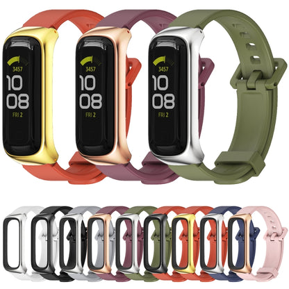 For Samsung Galaxy Fit 2 MIJOBS Metal Case Silicone Watch Band(Orange Gold) - Watch Bands by MIJOBS | Online Shopping UK | buy2fix