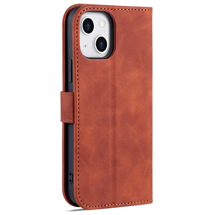 For iPhone 14 AZNS Skin Feel Calf Texture Horizontal Flip Leather Case (Brown) - iPhone 14 Cases by AZNS | Online Shopping UK | buy2fix