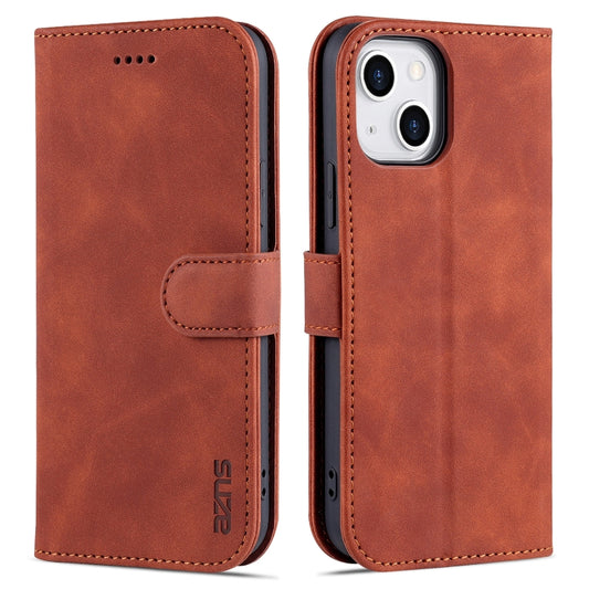 For iPhone 14 Plus AZNS Skin Feel Calf Texture Horizontal Flip Leather Case (Brown) - iPhone 14 Plus Cases by AZNS | Online Shopping UK | buy2fix