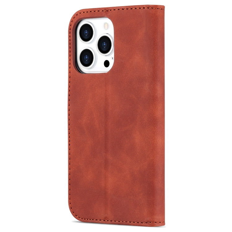 For iPhone 14 Pro AZNS Skin Feel Calf Texture Horizontal Flip Leather Case(Brown) - iPhone 14 Pro Cases by AZNS | Online Shopping UK | buy2fix